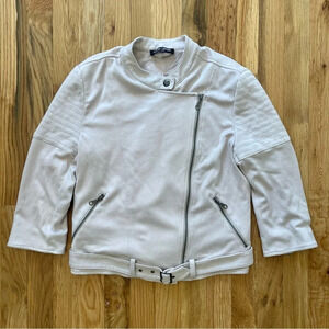 David Lerner Pastel Pink Vegan Faux Suede Moto Jacket Size XS